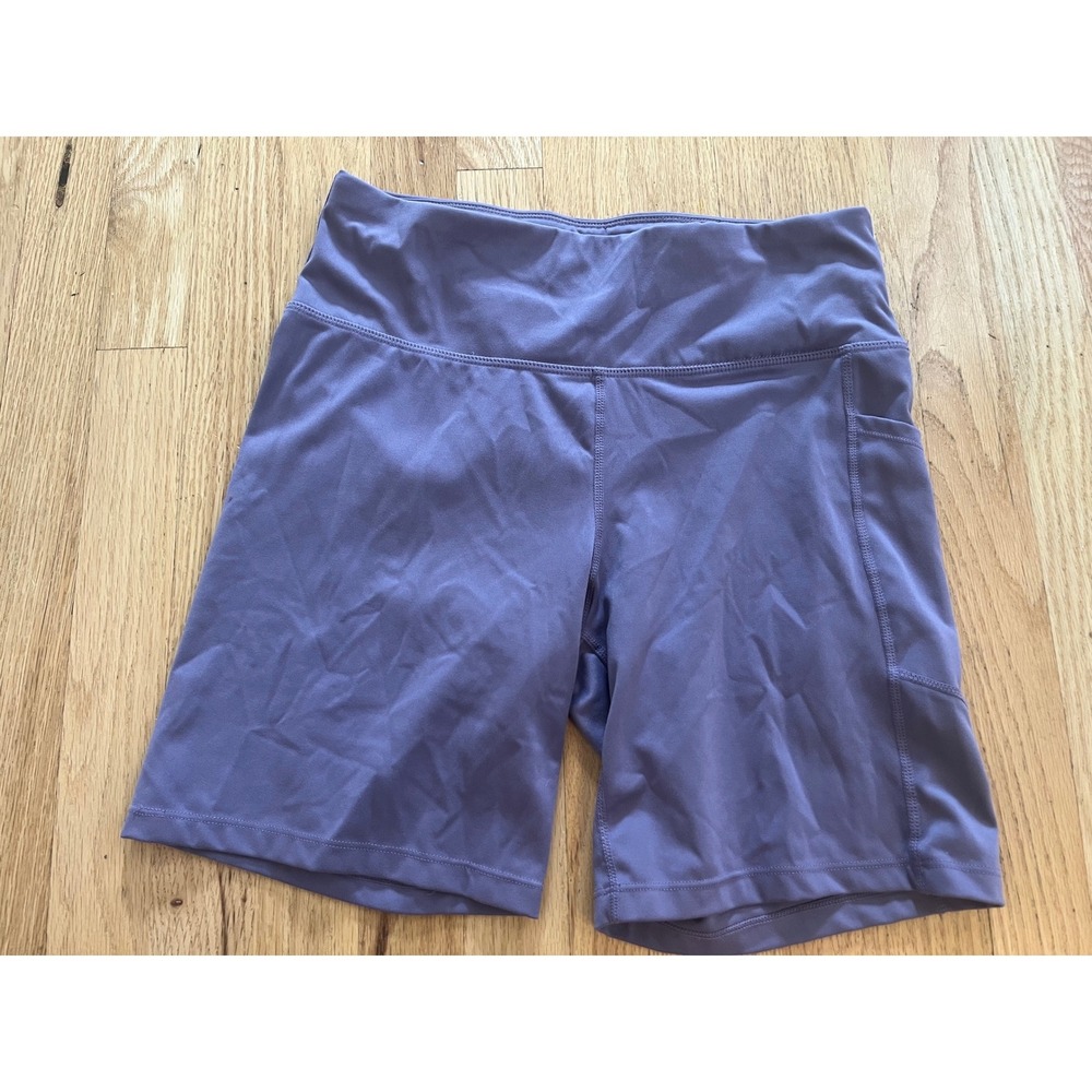 DKNY Sport Purple High Waisted 7" Bike Shorts with Pockets Large